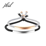 Adjustable Knit Rope Bracelet Stainless Steel Charm Bangle Gift