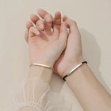 Adjustable Knit Rope Bracelet Stainless Steel Charm Bangle Gift