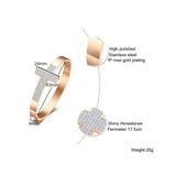 8mm Women Cross Bracelets Girls Stainless Steel Metal Jewelry Rose