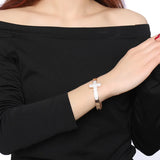 8mm Women Cross Bracelets Girls Stainless Steel Metal Jewelry Rose