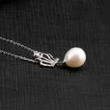925 Silver Crown Pearl Necklace Pendant Classic Jewelry