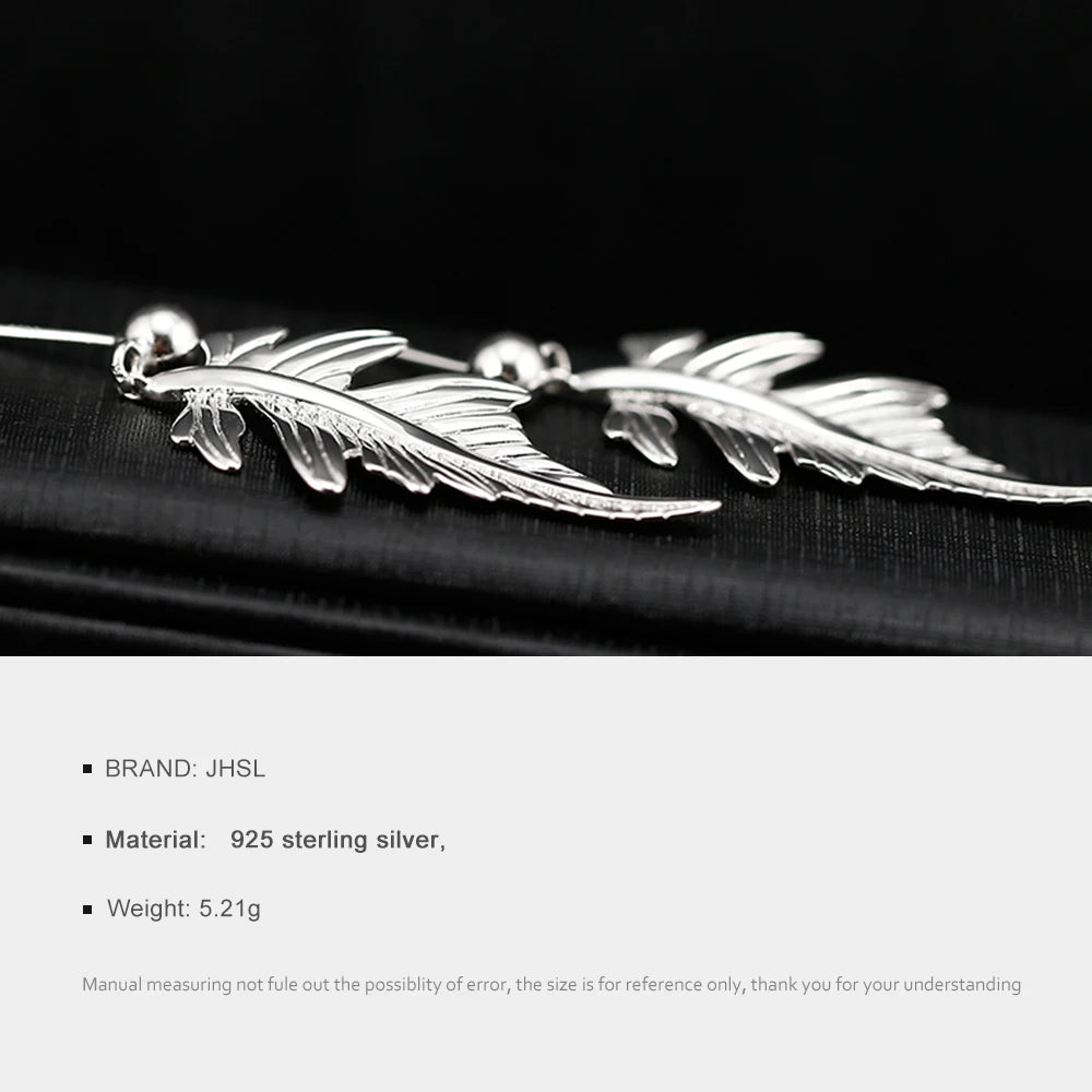 925 Silver Leaf Drop Earrings for Women, Hyperbole Fine Jewelry