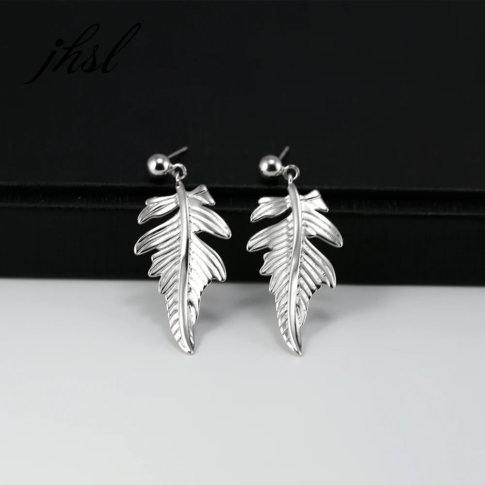 925 Silver Leaf Drop Earrings for Women, Hyperbole Fine Jewelry