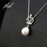 925 Silver Crown Pearl Necklace Pendant for Women