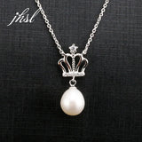 925 Silver Crown Pearl Necklace Pendant for Women