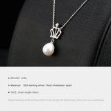 925 Silver Crown Pearl Necklace Pendant for Women