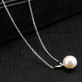 925 Silver Freshwater Pearl Necklace Pendant Classic Jewelry