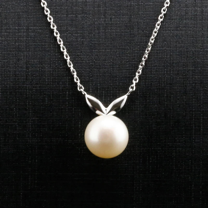 925 Silver Freshwater Pearl Necklace Pendant Classic Jewelry