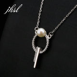 925 Silver Freshwater Pearl Necklace Pendant Women Classic Jewelry
