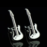 Silver Copper Enamel Men Guitar Cufflinks Party Gift