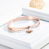 Women Stainless Steel Bracelets with Butterfly Charm Rose Jewelry