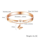 Women Stainless Steel Bracelets with Butterfly Charm Rose Jewelry
