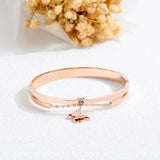 Women Stainless Steel Bracelets with Butterfly Charm Rose Jewelry