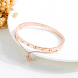 Heart Charm Rose Stainless Steel Bracelet Bangle