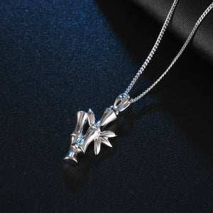 Real S925 Sterling Silver Bamboo Necklace