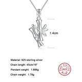 Real S925 Sterling Silver Bamboo Necklace