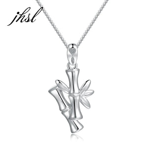 Real S925 Sterling Silver Bamboo Necklace