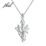 Real S925 Sterling Silver Bamboo Necklace