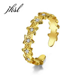 Women's Stainless Steel Star CZ Rings Open End Silver US Size 4-10