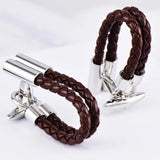 Brown Leather Men Shirt Cufflinks High Wedding