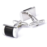 Men's Silver Metal Stone Rectangle Cufflinks Father Gift