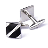 Square Stone Silver Cufflinks for Men Father Gift