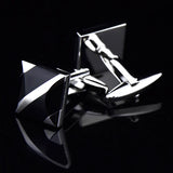 Square Stone Silver Cufflinks for Men Father Gift