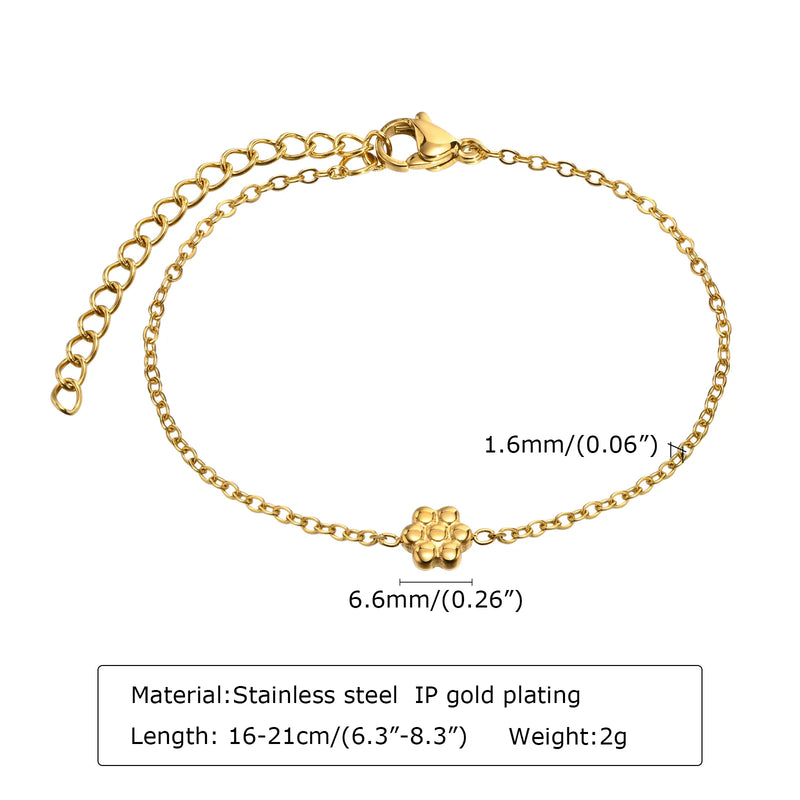 Stainless Steel Flower Charm Bracelet for Her