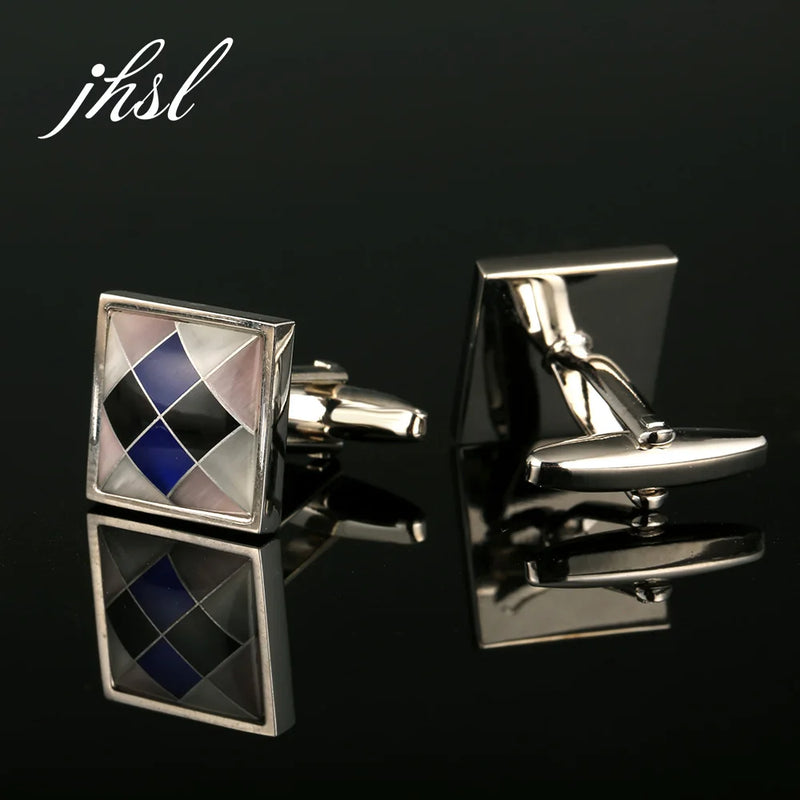 Men's Square Cufflinks for Party, Silver Father's Gift