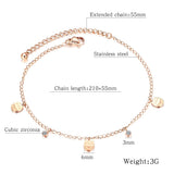 Women Anklets Cat Charm Rose Stainless Steel Beach Ankle Bracelets