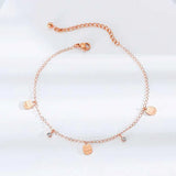 Women Anklets Cat Charm Rose Stainless Steel Beach Ankle Bracelets