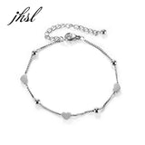 Heart Charm Bracelet in Rose Silver Stainless Steel