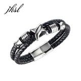 Magnet Men Leather Wrap Bracelets Bangles Stainless Steel Party Gift