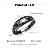 Men Leather Wrap Bracelet Stainless Steel Party Gift