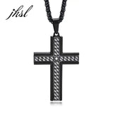 Men's Cross Pendant Necklace, Christian Stainless Steel Design