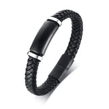 Men ID Bracelets Bangles High Brown Leather Stainless Steel Gift