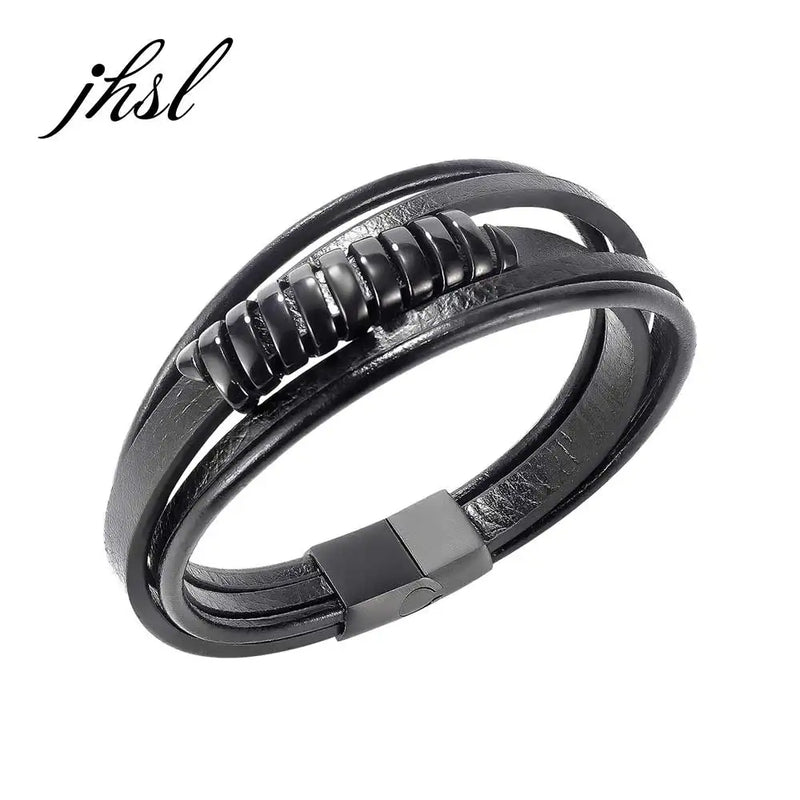 Men Magnet Wrap Bracelets High Leather & Stainless Steel Party Gift