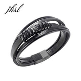 Men Magnet Wrap Bracelets High Leather & Stainless Steel Party Gift