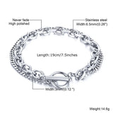 Men Layered Bracelets Stainless Steel Bangles Jewelry