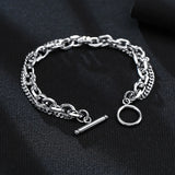 Men Layered Bracelets Stainless Steel Bangles Jewelry