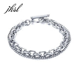 Men Layered Bracelets Stainless Steel Bangles Jewelry