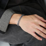 Men Layered Bracelets Stainless Steel Bangles Jewelry
