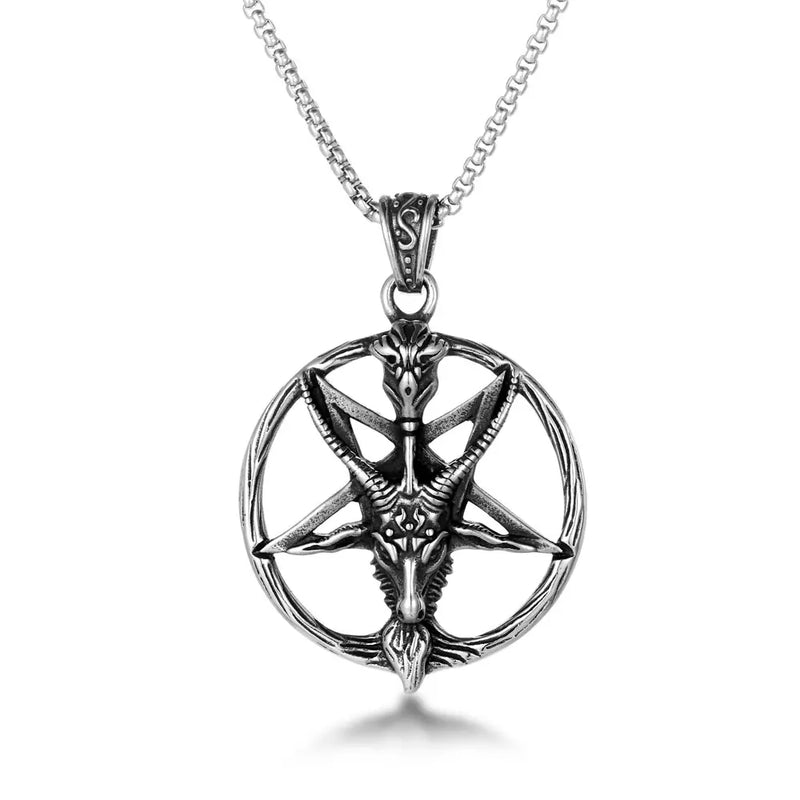 Stainless Steel Baphomet Goat Pendant Necklace for Men