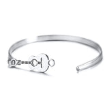 Guitar Charm Men's Stainless Steel Bracelet Silver Jewelry