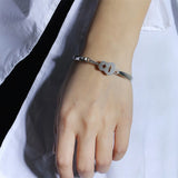 Guitar Charm Men's Stainless Steel Bracelet Silver Jewelry
