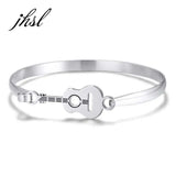 Guitar Charm Men's Stainless Steel Bracelet Silver Jewelry