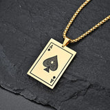 Men Poker Ace King Necklace Pendant Stainless Steel Jewelry