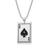 Men Poker Ace King Necklace Pendant Stainless Steel Jewelry