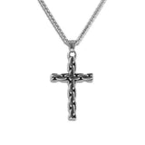 Men Cross Pendant Christian Necklace Silver Stainless Steel Jewelry