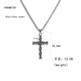 Men Cross Pendant Christian Necklace Silver Stainless Steel Jewelry